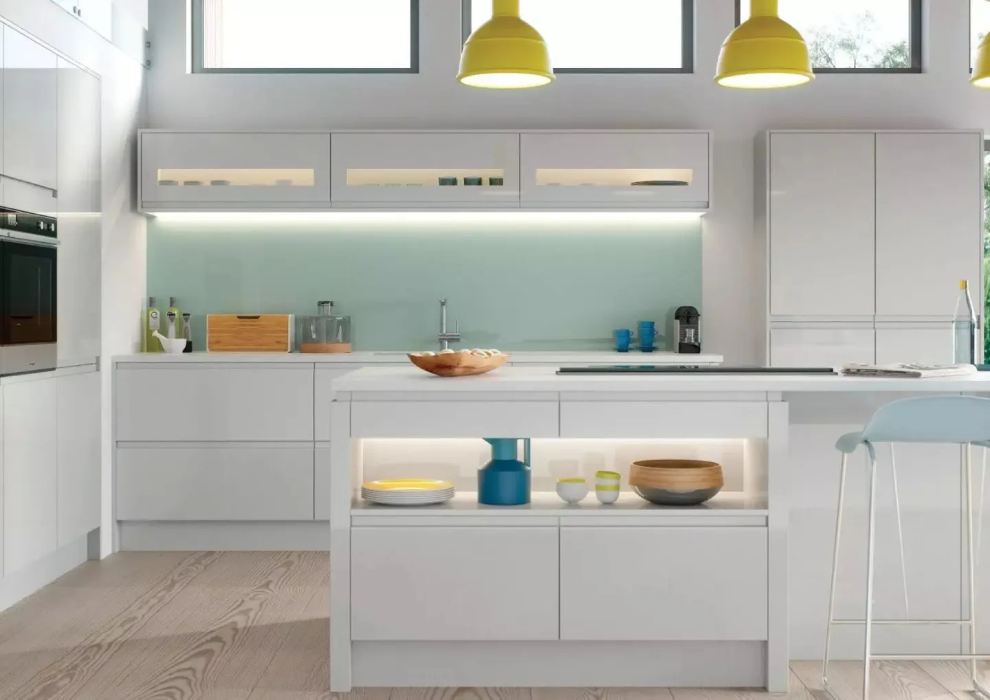 Alku White Gloss L-Shaped Kitc
