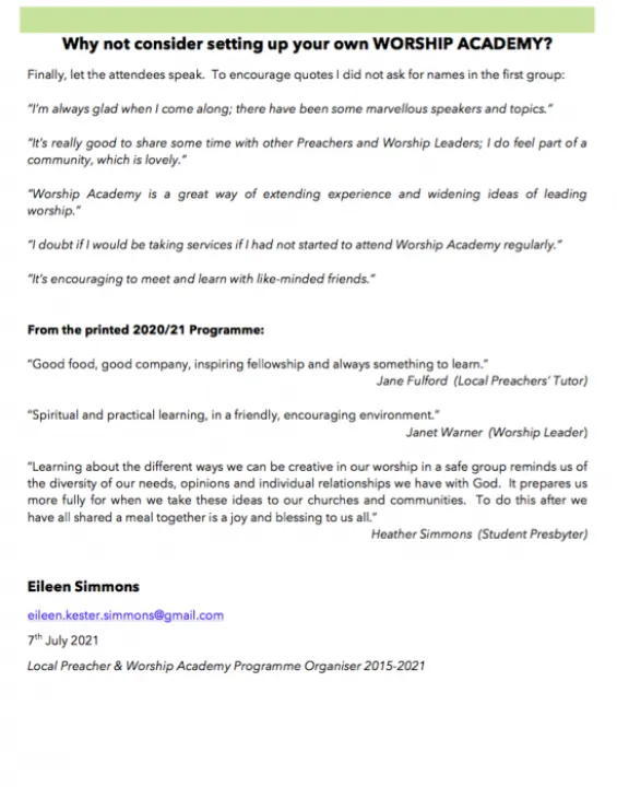 Synod Worship Academy P-3