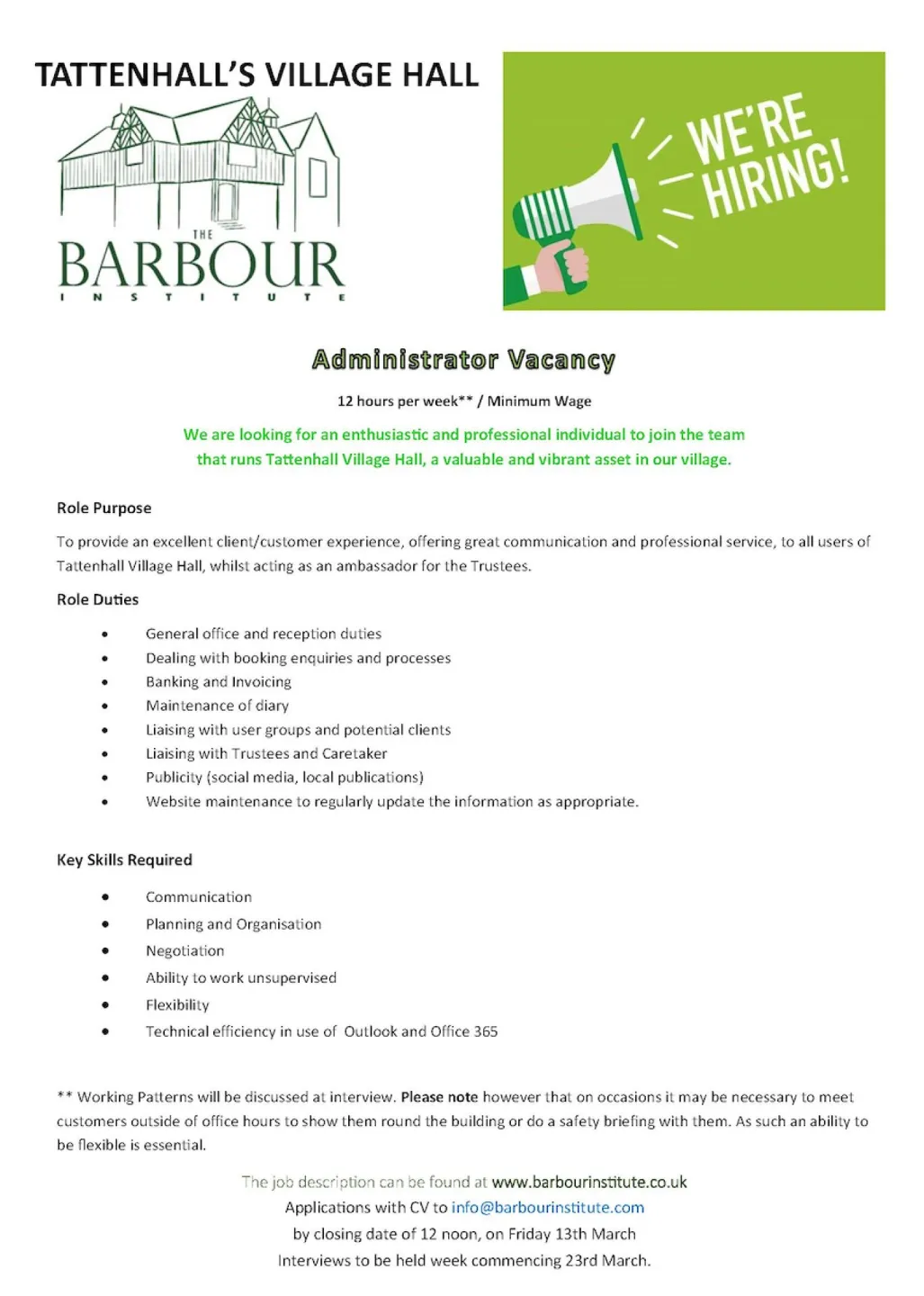Barbour Institute Vacancy