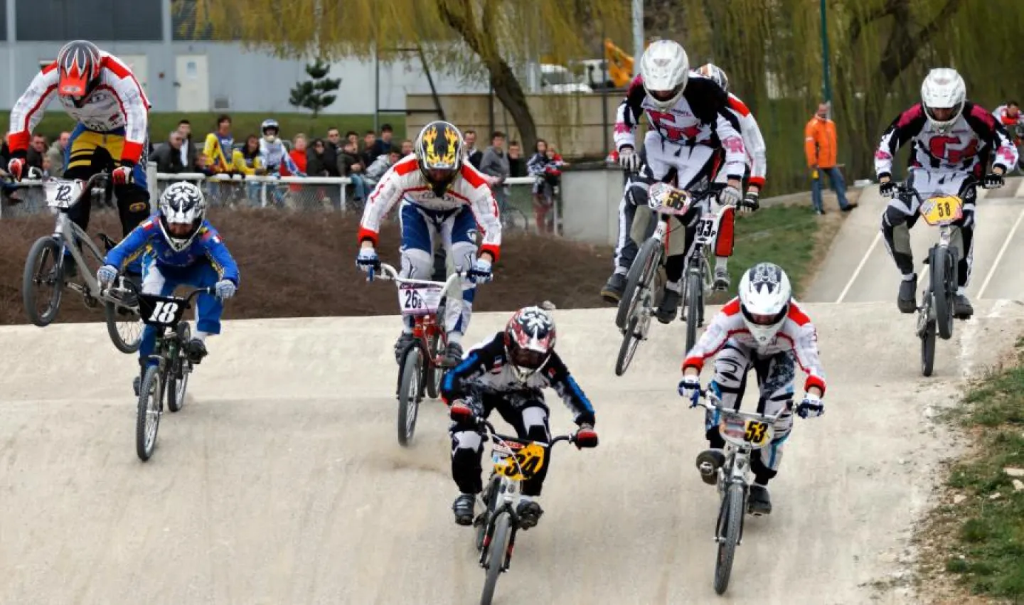BMX riders in a race