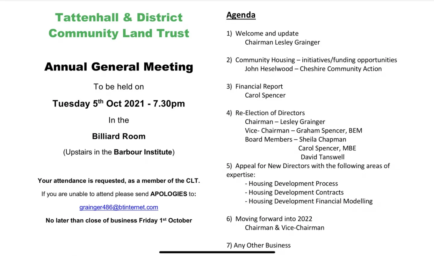 Community Land Trust Agenda