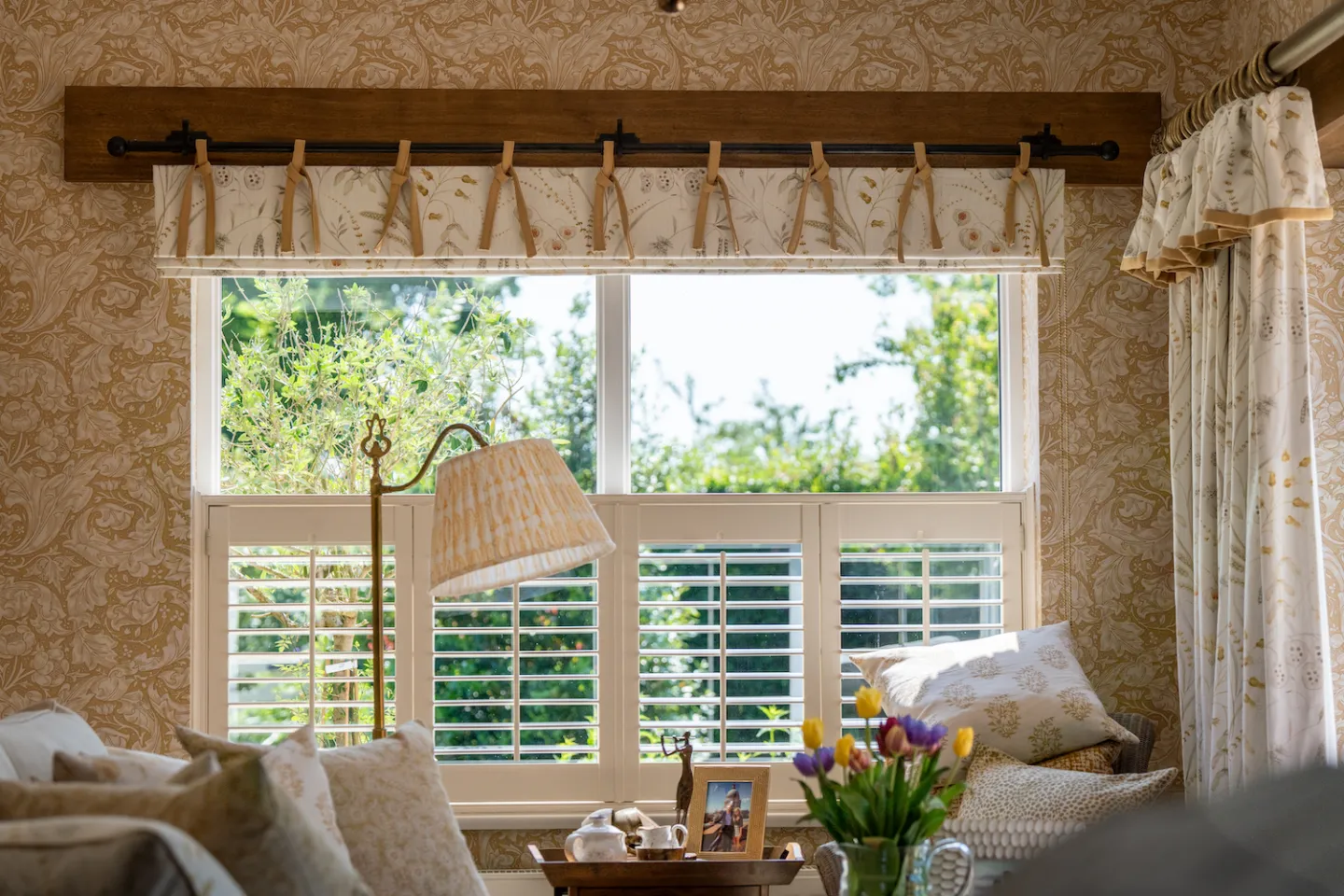 Various window blinds in living room