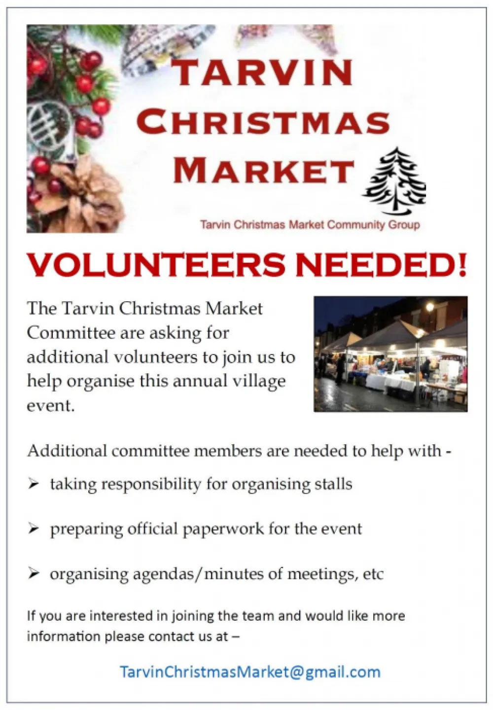 Xmas Market 2023 volunteers needed