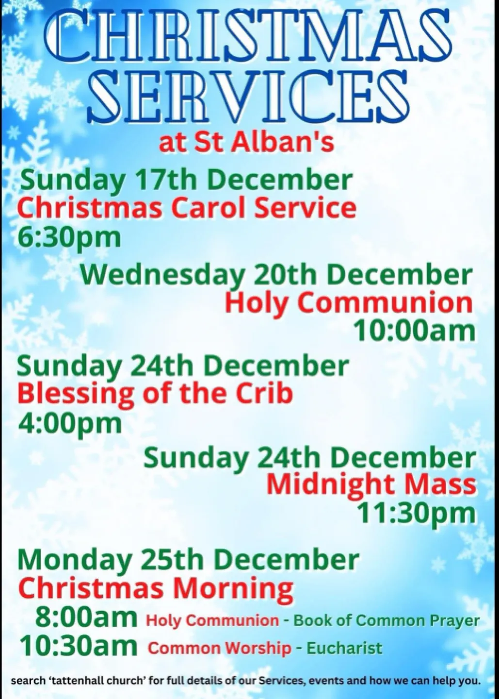Christmas Services at St Alban's