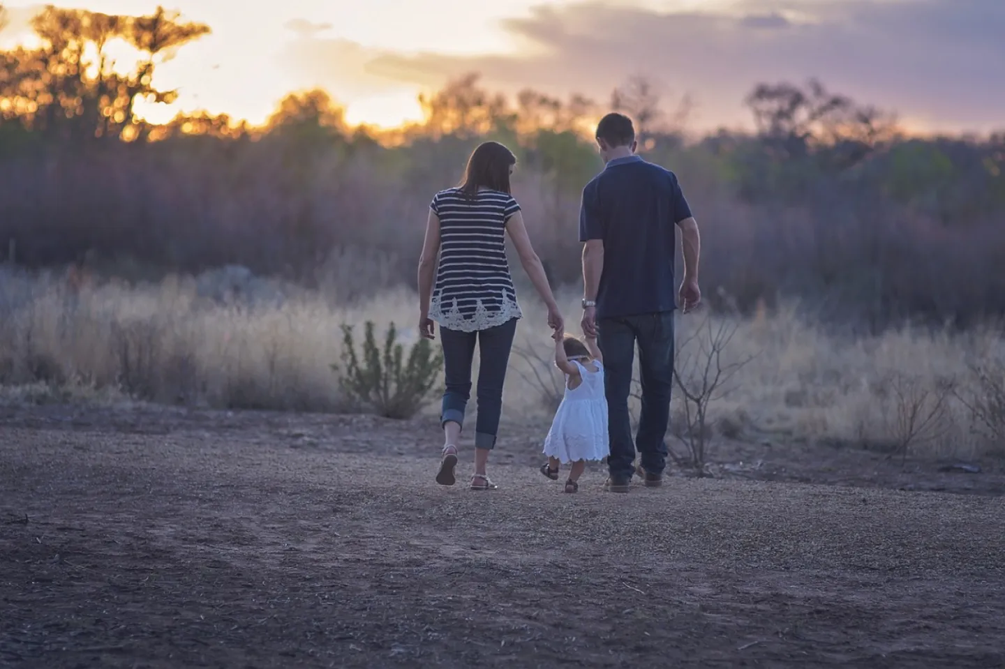 Family, walking, countryside