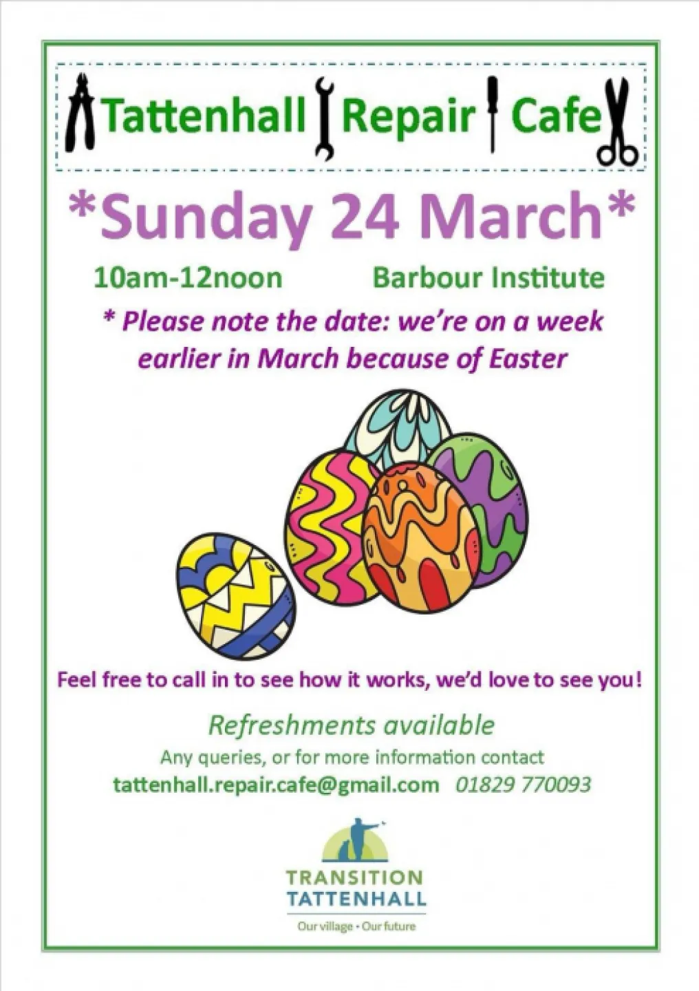 Tattenhall Repair Cafe March 2024
