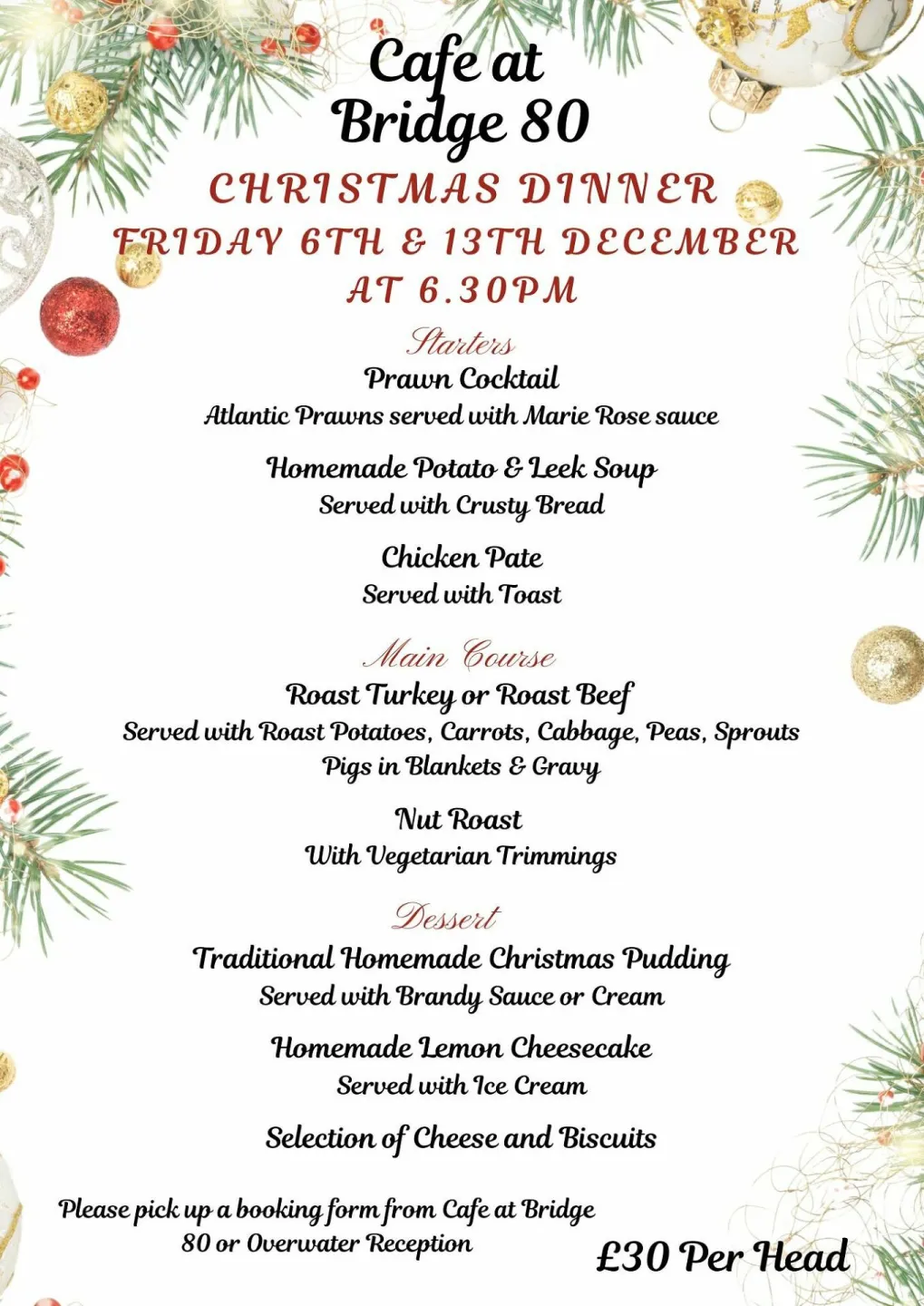 Minimalist Elegant Merry Christmas Border A4 Menu