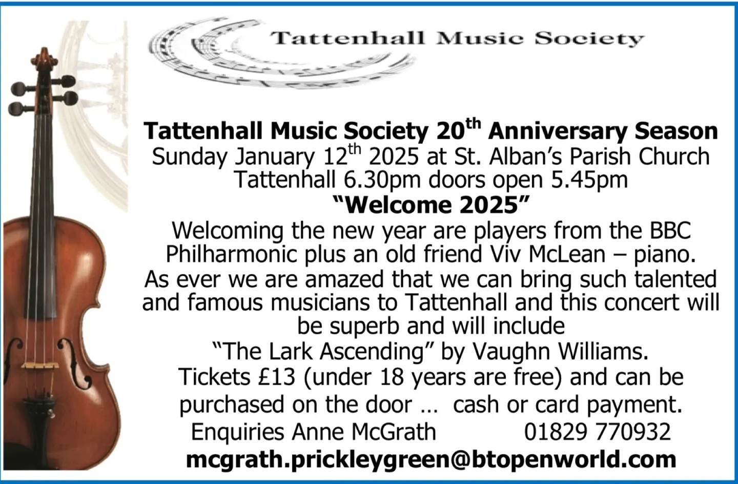 Tattenhall Music Society Jan 2025
