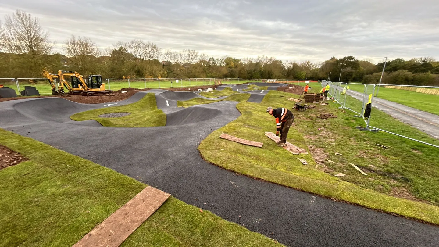 Battenhall Park pump track under construction