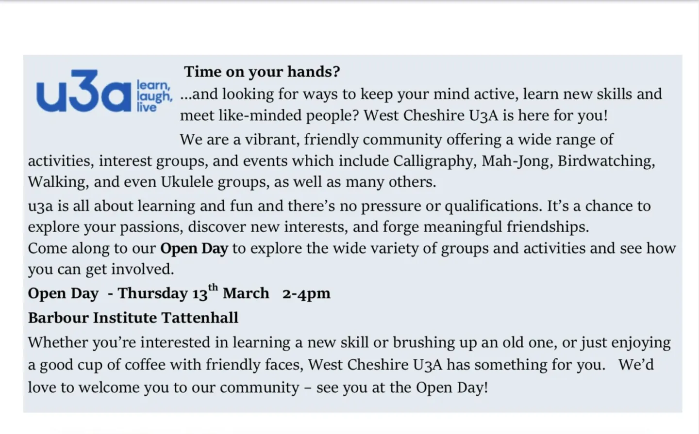 u3a Open Day