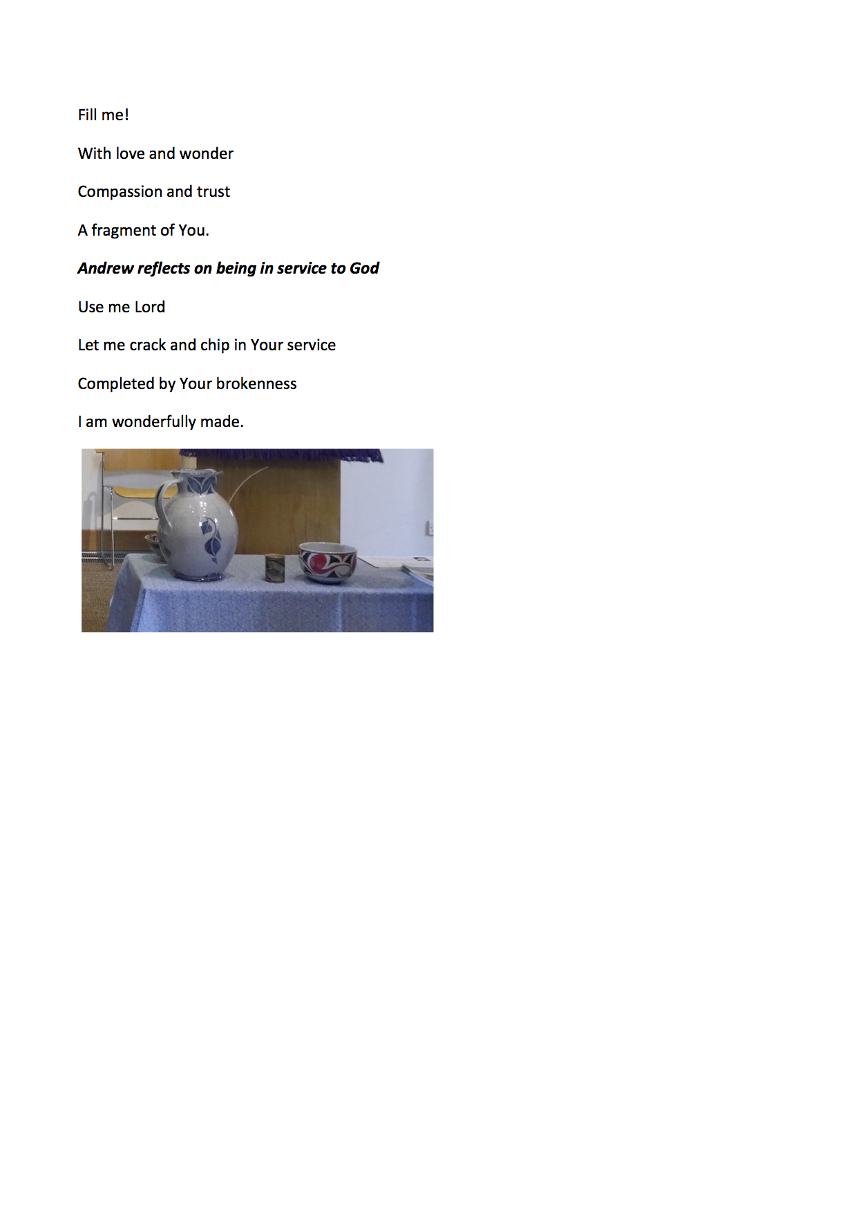 Worship through pottery &ndash; 5 Poem and Photos