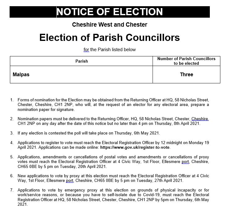 Notice of Election