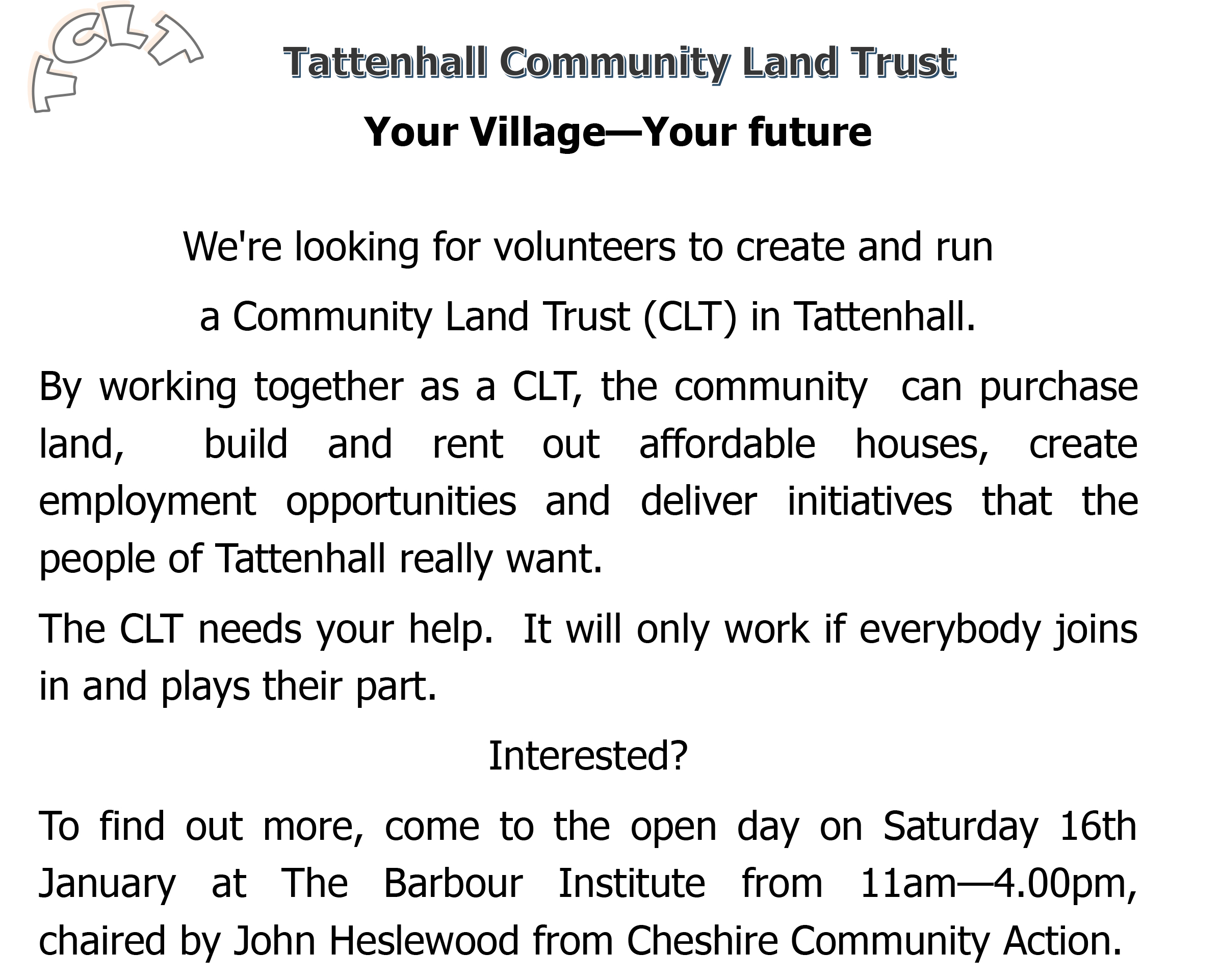 CLT Notice of Open Day