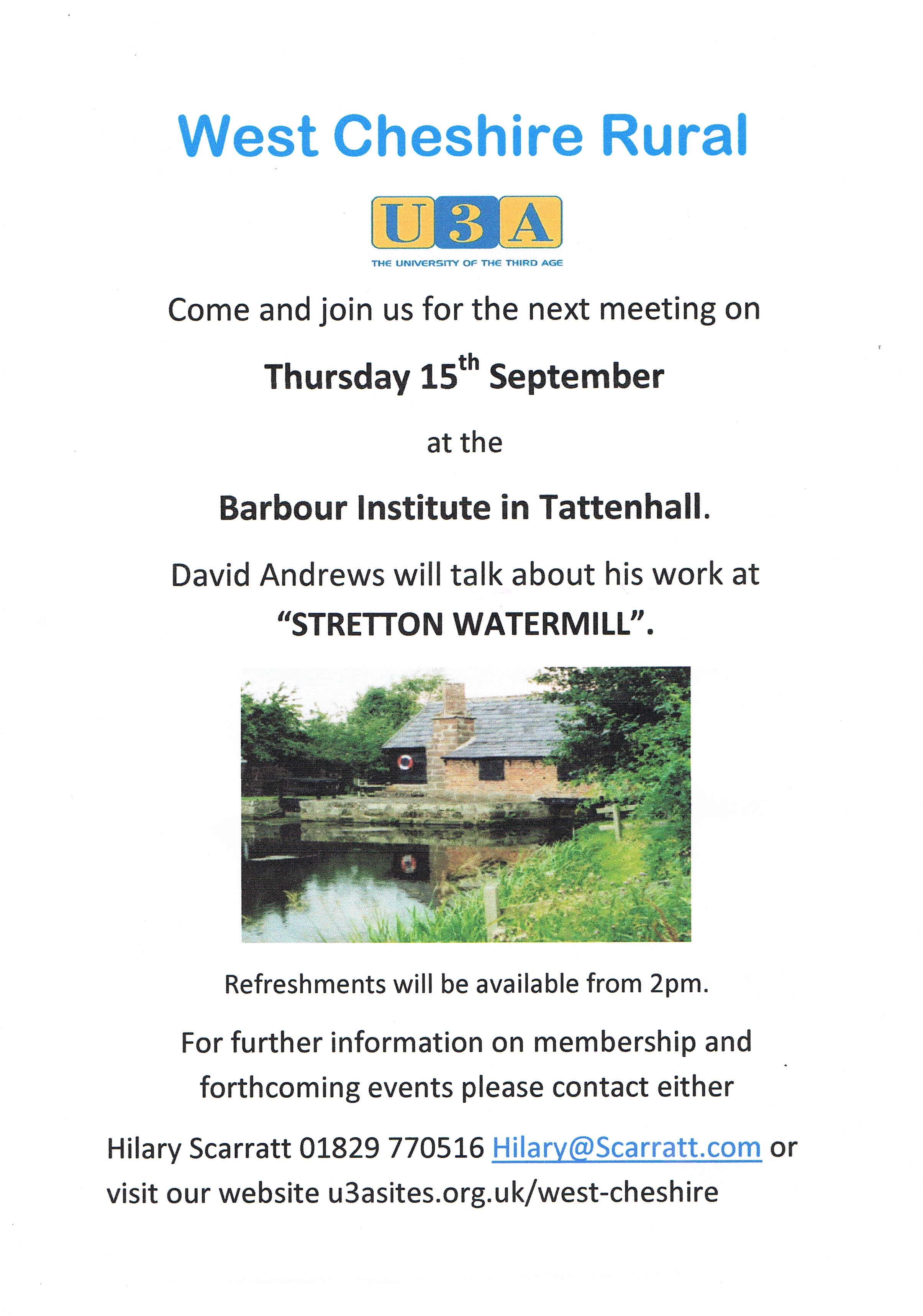 U3A meeting September