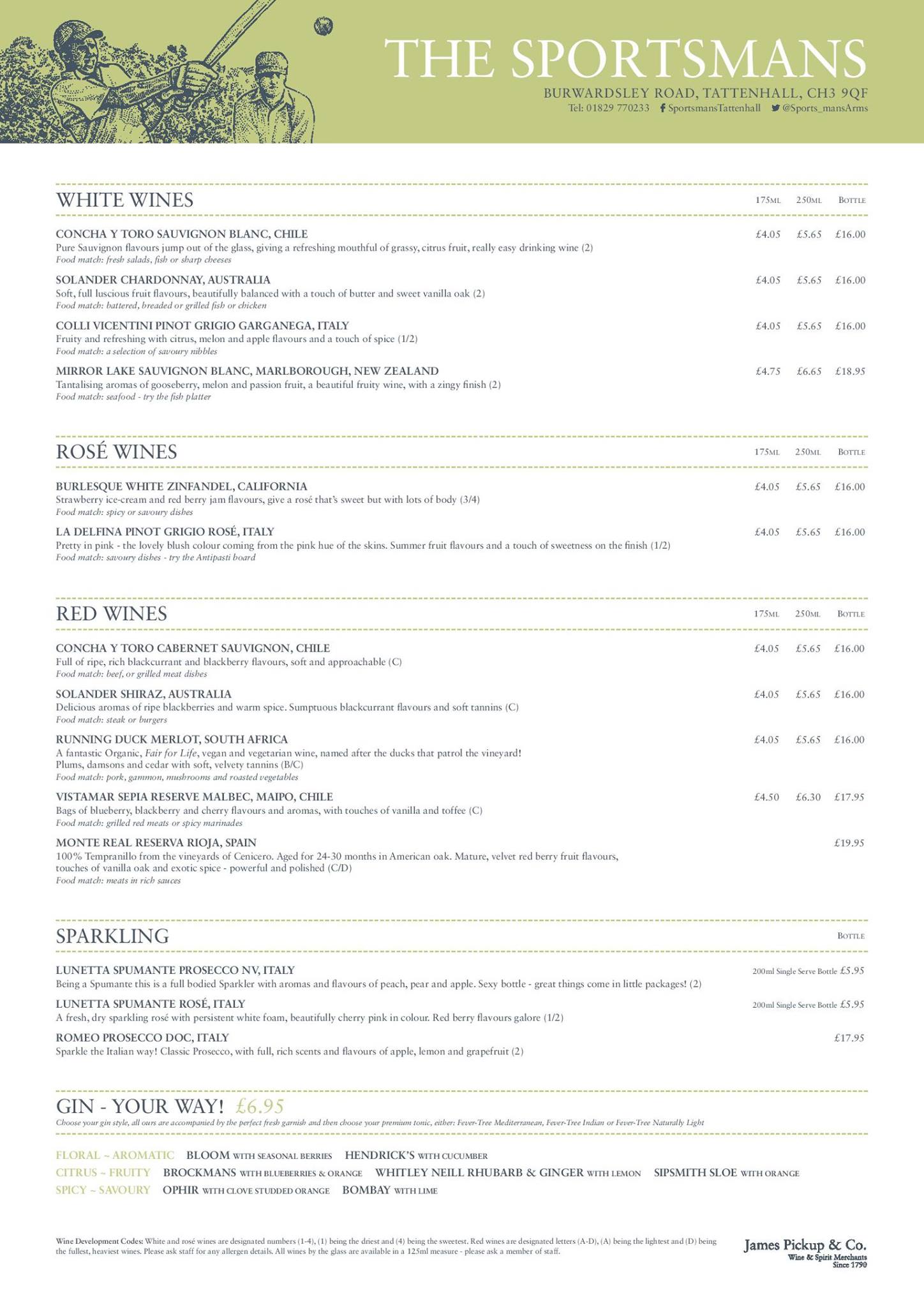 sportsmans menu drinks