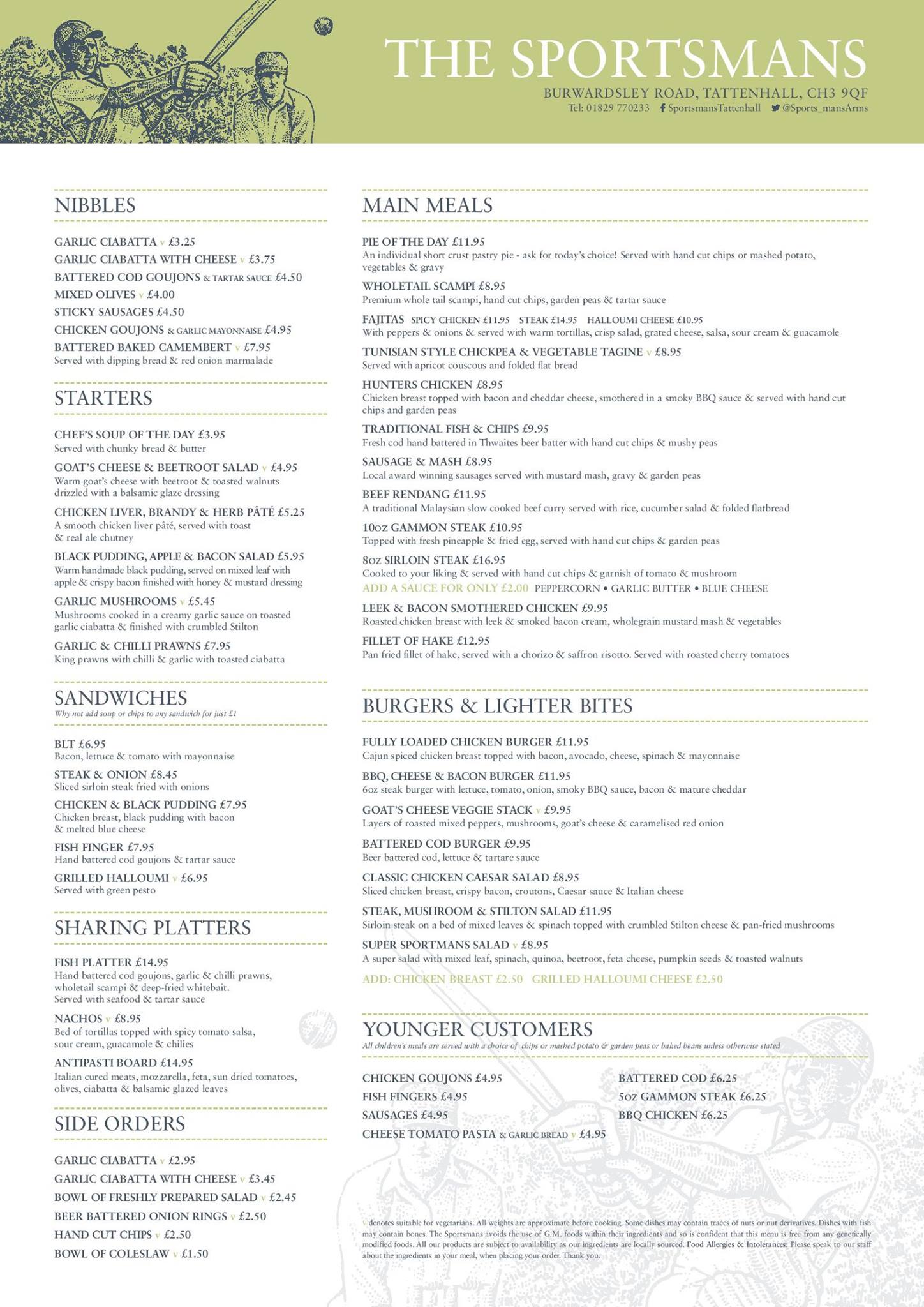 sportsmans menu food