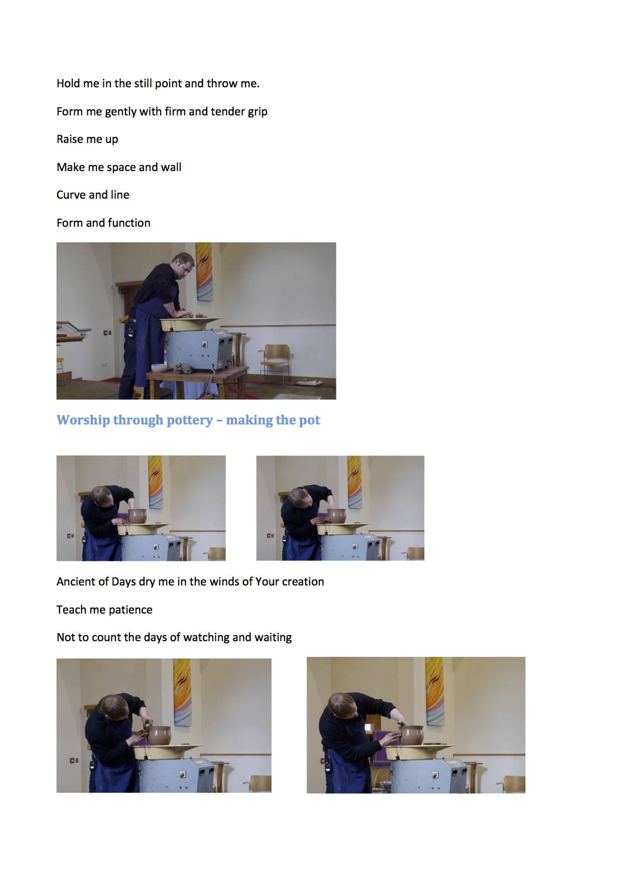 Worship through pottery 3- Poem and Photos