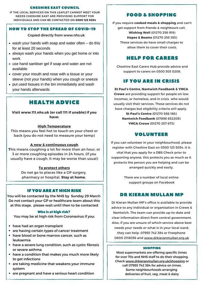 Cheshire East Coronavirus poster 2