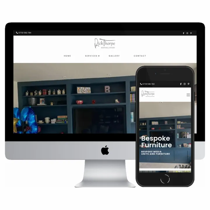 Desktop and mobile screenshots of the Rick Thorpe Bespoke Joinery website