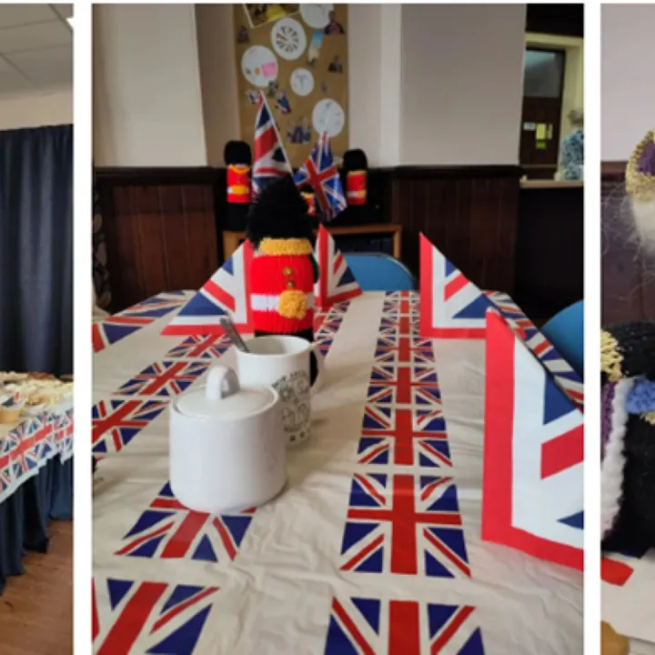 Coronation Celebration Tea With Knitted King and Queen
