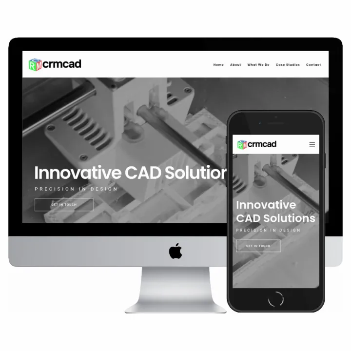 Desktop and mobile screenshots of the CRM CAD LTD website