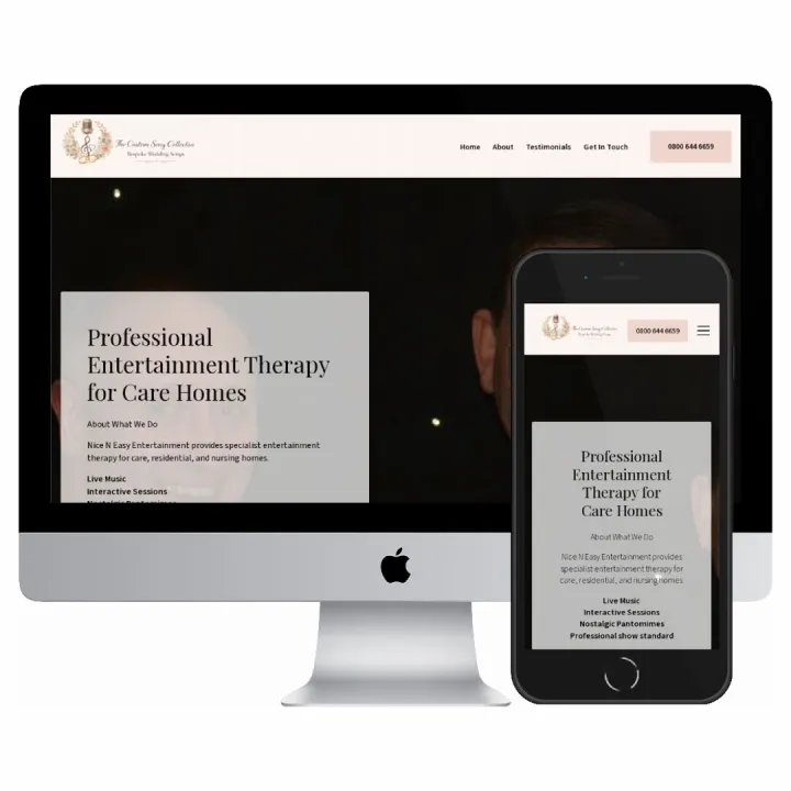 Desktop and mobile screenshots of the The Custom Song Collective website