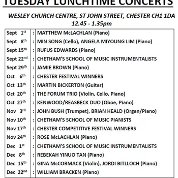 Tuesday Lunchtime Concerts At The Wesley Sept to D