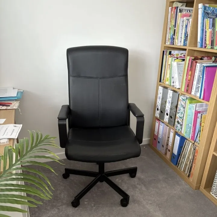 IKEA Millberget Black Synthetic Leather Office Chair Good Condition – Items for sale