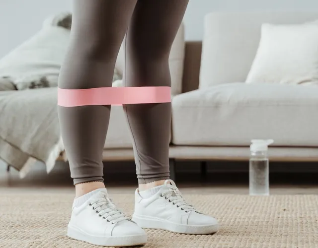 Resistance band worn around the ankles during exercise