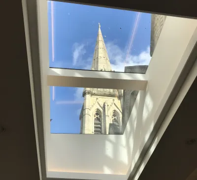 Spire through skylights