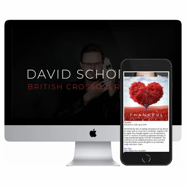 Desktop and mobile screenshots of the David Schofield website