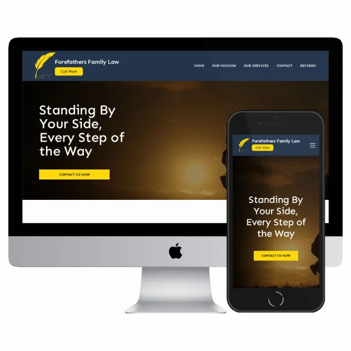 Desktop and mobile screenshots of the Forefathers Family Law website
