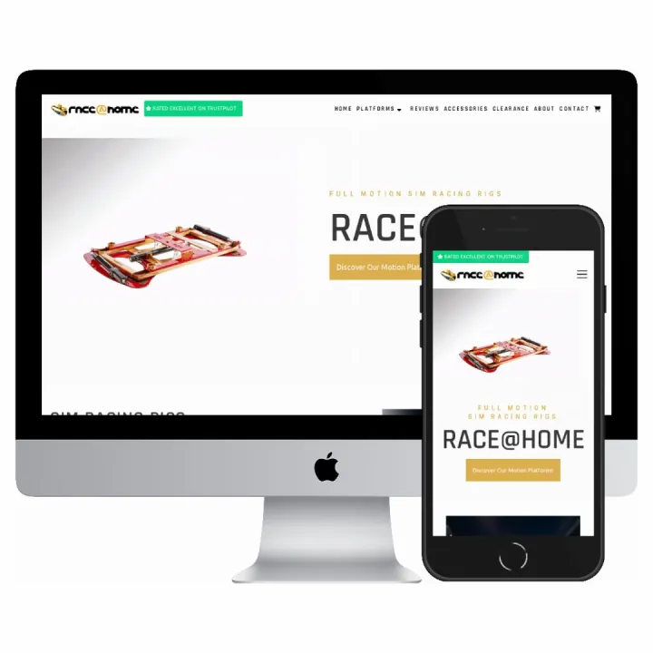 Desktop and mobile screenshots of the Race at Home website
