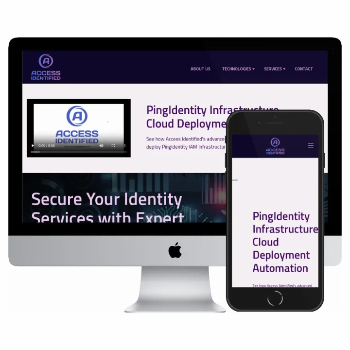 Desktop and mobile screenshots of the Access Identified Limited website