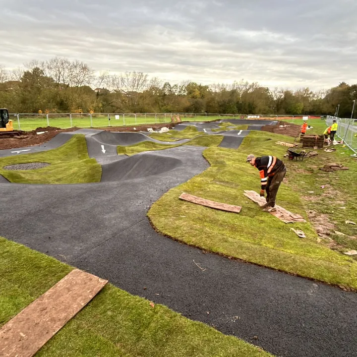 Battenhall Park pump track under construction