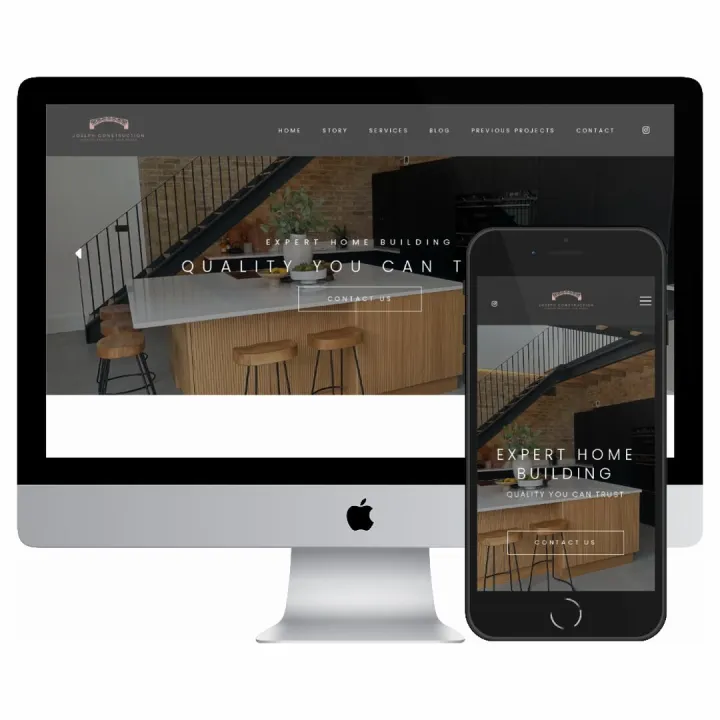 Desktop and mobile screenshots of the Joseph Construction website