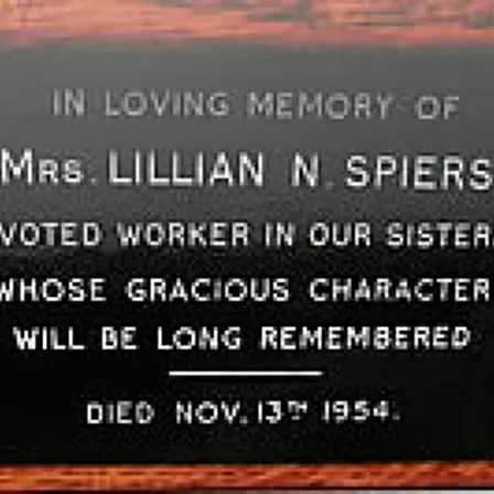 Plaque in Memory of Lillian Sp