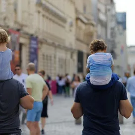 People, walking, promenade, children, street