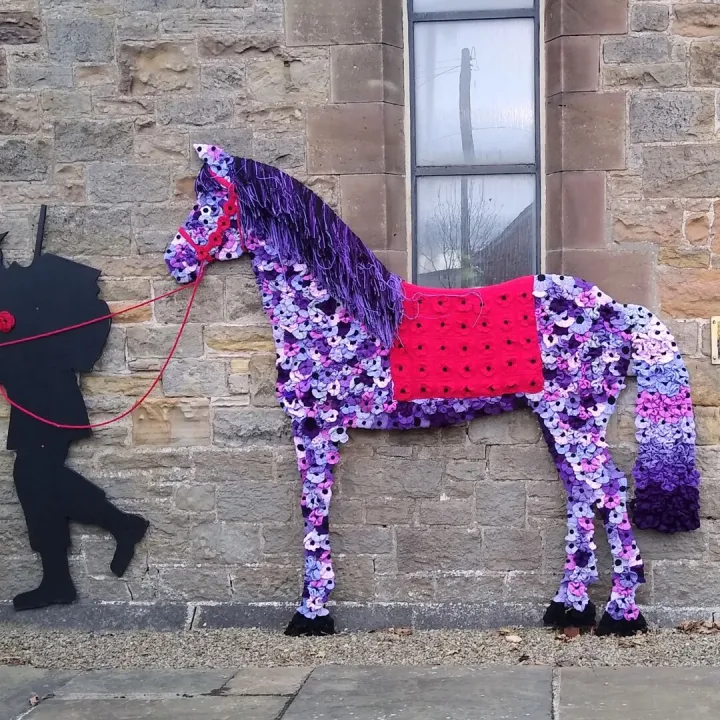 Etherley Soldier and Horse Outside Church