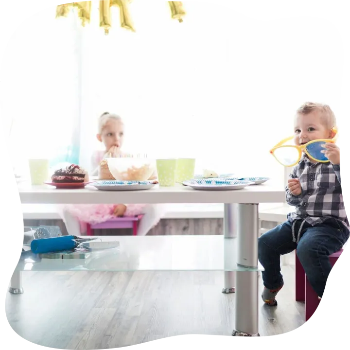 Boy and girl on birthday party