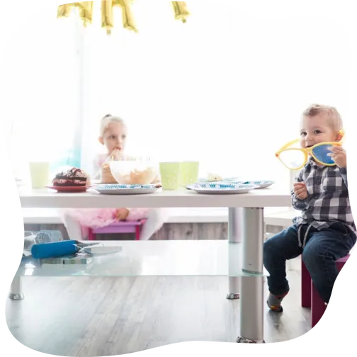 Boy and girl on birthday party