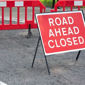 Road sign, red, warning, caution, street, closed