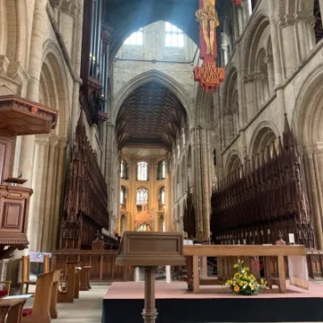 Weds 26 May –  Inside Peterborough Cathedral