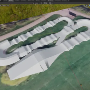 Pump track design with 3D model
