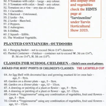 horticultural Show &ndash; Schedule Page 3