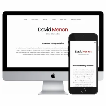 Desktop and mobile screenshots of the David Menon Books website