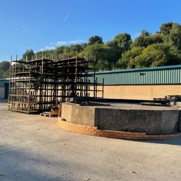 The spray-painted exterior to Fryetts' industrial buildings in Manchester.