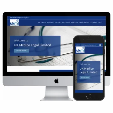 Desktop and mobile screenshots of the UK Medico Legal Limited website