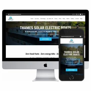 Desktop and mobile screenshots of the Thames Solar Electric website