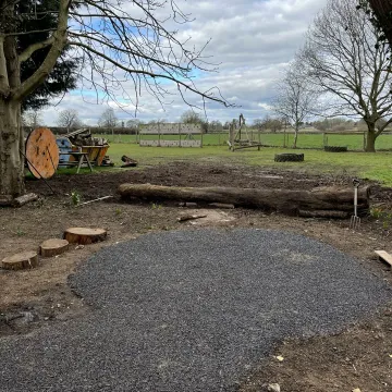 Forest area soil cleared